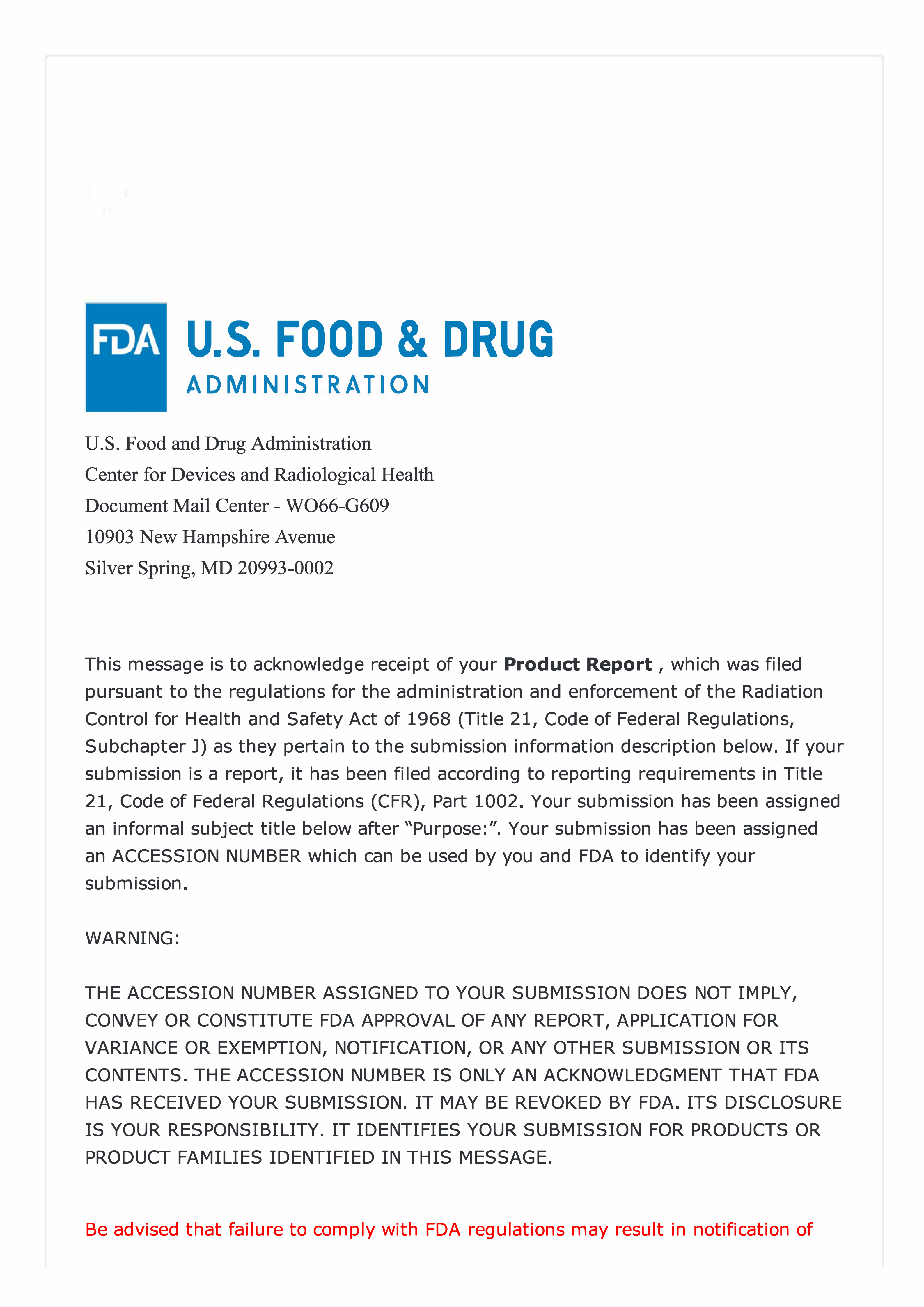 FDA Certificate